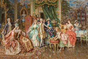 تصویر باکیفیت مهمانی اشرافی در عمارت کلاسیک برای کاغذ دیواری سه بعدی و پرده‌های چاپی اتاق نشیمن