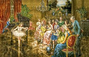 تابلو نقاشی کلاسیک رقص باله در تالار اشرافی مناسب چاپ روی بوم و کاغذ دیواری لابی هتل و پذیرایی لوکس