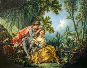 پوستر دیواری هنری طرح پیک‌نیک در طبیعت با رنگ‌بندی ملایم مناسب برای دیوار پشت تخت خواب و دکوراسیون ویلا