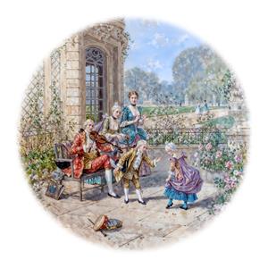 طرح نقاشی نوازندگی در حیاط قصر مناسب برای کاغذ دیواری اتاق کودک، مهدکودک و چاپ روی جلد دفتر و پوشه