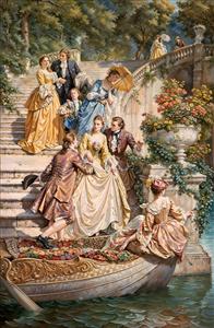 تابلوی نقاشی لوکس قایق‌سواری اشراف در ونیز مناسب پوستر دیواری سالن‌های مجلل و لابی ساختمان