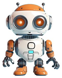 تصویر باکیفیت ربات نارنجی و سفید مهربان مخصوص تابلوی دکوراتیو اتاق کودک و دکوراسیون داخلی مهدکودک