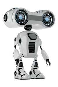 کاراکتر ربات سفید فضایی با چشمان بزرگ مناسب پوستر دیواری اتاق نوجوان و دکوراسیون گیم‌نت