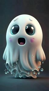 روح سرگردان بامزه و متعجب با قطرات آب طرح سه بعدی خاص برای استیکر دیواری و دکوراسیون خلاقانه اتاق