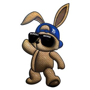 خرگوش مدرن با کلاه و عینک آفتابی برند لاکچری برای پوستر دیواری اتاق نوجوان و چاپ روی تیشرت و هودی