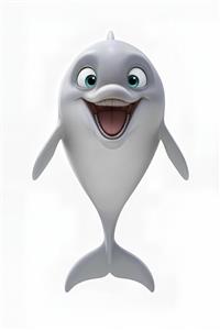 پوستر دیواری کاراکتر انیمیشن پسر دلفینی با لبخند شاد برای دکوراسیون اتاق کودک، مهدکودک و شهربازی سرپوشیده