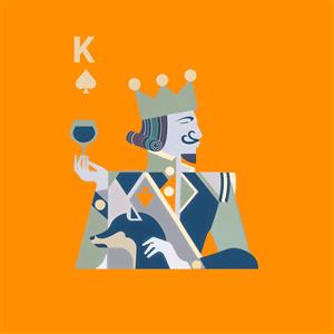 پوستر دیواری مدرن شاه پیک با پس‌زمینه نارنجی خیره‌کننده مخصوص دکوراسیون داخلی کافه، رستوران و محیط‌های خلاق