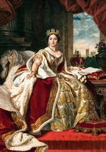 نقاشی کلاسیک ملکه ویکتوریا با جامه سلطنتی و تاج طلا جهت نصب در عمارت‌های لوکس و لابی هتل‌های مجلل