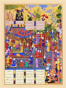 مینیاتور اصیل ایرانی با جزئیات خیره‌کننده و خطاطی مناسب تابلو دیواری لابی هتل، سفره‌خانه و تالارهای مجلل ایرانی