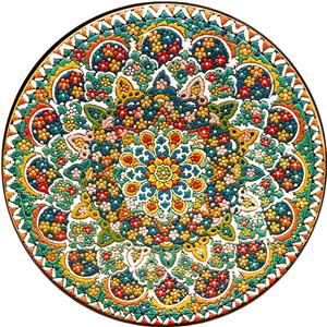 طرح بشقاب میناکاری با نقوش اسلیمی پرجزئیات مناسب پوستر دیواری فضاهای هنری، سنتی و پذیرایی