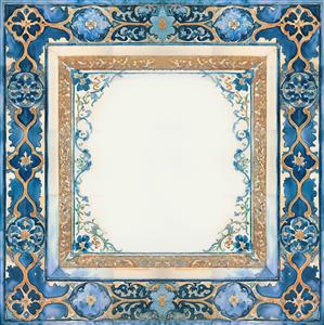 قاب تذهیب اسلیمی و سنتی ایرانی با رنگ آبی لاجوردی و طلایی برای چاپ روی بوم، تابلو دکوراتیو و حاشیه کتب نفیس یا دفترچه یادداشت