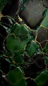 طرح سنگ مرمر زمردی و مشکی با رگه‌های طلایی پوستر دیواری سه بعدی لوکس برای پشت تلویزیون و لابی