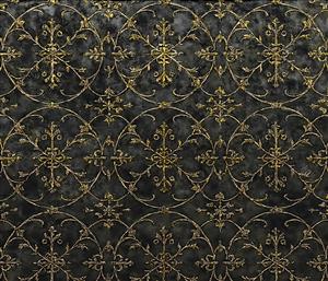 الگوی اسلیمی طلایی ظریف بر روی سنگ مرمر سیاه ویژه پوستر دیواری تالارهای پذیرایی و قاب‌های دکوراتیو لوکس