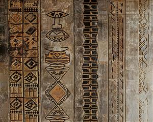 طرح باستانی نقوش حکاکی شده روی سنگ مناسب پوستر دیواری پشت تلویزیون و دکوراسیون سنتی، قابل استفاده به عنوان پرده تصویری