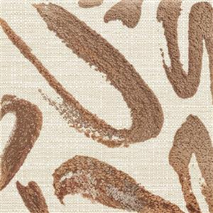 طرح انتزاعی ضربات قلم‌مو با رنگ مسی بر روی بافت کتان برای کاغذ دیواری لوکس پشت تختخواب و لابی هتل