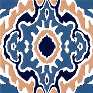 پوستر دیواری مدرن با طرح سنتی رنگ‌آمیزی شده با تناژ آبی و مسی مناسب برای فضای پشت تلویزیون و لابی هتل