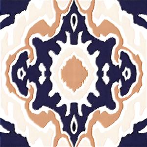 طرح انتزاعی ایکات با رنگ سرمه‌ای و کرم ویژه کاغذ دیواری اتاق خواب و چاپ روی کوسن و پرده‌های پانچی