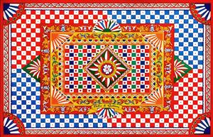 طرح سنتی کاشی‌کاری ایتالیایی با نقوش پرتقال و لیمو ویژه چاپ روی بشقاب‌های دکوراتی، سینی و پرده‌های آشپزخانه