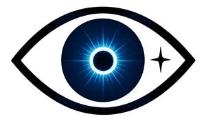 لوگو و نماد چشم دیجیتال با نور آبی درخشان ویژه دفتر فنی و مهندسی و شرکت‌های تکنولوژی برای چاپ روی شیشه و پوشه