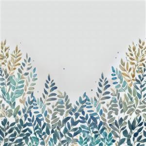 پوستر دیواری آبرنگی با طرح برگ‌های سبز و آبی ملایم ویژه دیوار پشت کاناپه، اتاق مستر و دکوراسیون مطب پزشکان