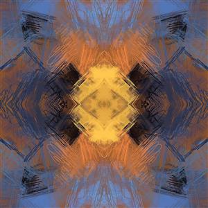 پوستر سه بعدی مدرن با طرح انتزاعی قلم‌زنی و رنگ‌های گرم جهت نصب در اتاق نشیمن، دفتر کار مهندسی و سالن کنفرانس