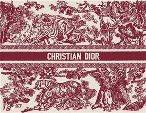 طرح لوکس برند کریستین دیور با فیگور ببر و درختان زرشکی مخصوص پوستر دیواری پشت تلویزیون، سالن‌های زیبایی و پوشه و دفترچه‌های فانتزی