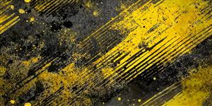 طرح آبستره زرد و مشکی با بافت گرانج و لکه‌های رنگ مناسب دکوراسیون سبک صنعتی، اتاق گیمینگ و باشگاه‌های ورزشی مدرن