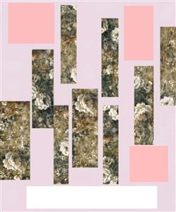 کلاژ هنری گلهای کلاسیک و مستطیل‌های صورتی جهت چاپ روی دفترچه، آلبوم و کاغذ دیواری اتاق کودک