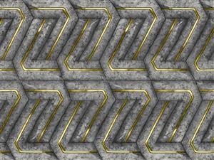 طرح هندسی سنگ و فلز طلایی با ساختار سه بعدی Z شکل برای چاپ کاغذ دیواری اتاق خواب و پانل‌های دیواری دفتر مدیریت