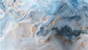 طرح انتزاعی سنگ مرمر آبی و طلایی با رگه‌های سیال مناسب برای پوستر دیواری پذیرایی و پشت تخت خواب