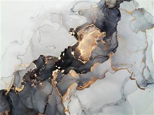 طرح تکنیک آبستره الکل اینک با طیف خاکستری و طلایی جهت چاپ روی کوسن و پرده سالن پذیرایی