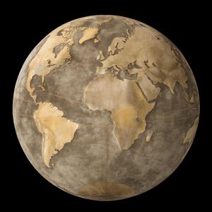 طرح کره زمین با استایل قدیمی و آنتیک مناسب برای پوستر دیواری اتاق مطالعه، دفتر کار و کتابخانه