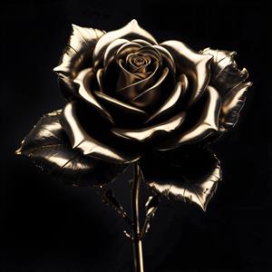 تک شاخه گل رز برنزی و طلایی با جزئیات دقیق مناسب برای پوستر دیواری تک پنل، تابلوی دکوراتیو مدرن و چاپ روی جلد سررسید