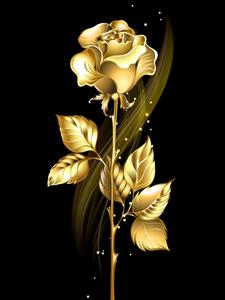 طرح لوکس شاخه گل رز طلایی با جزییات ظریف و درخشش متالیک ویژه پوستر دیواری سه بعدی و تابلو پذیرایی