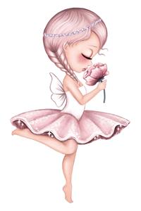طرح نقاشی فرشته صورتی با لباس باله ایده لوکس برای تابلو دکوراتیو، روتختی و پوستر دیواری اتاق دخترانه