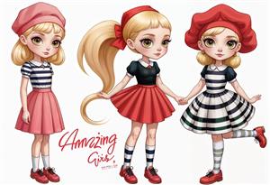 طرح اروپایی دختران شیک‌پوش با کلاه بره برای پوستر دیواری آموزشگاه زبان و دکوراسیون مزون لباس مجلسی دخترانه