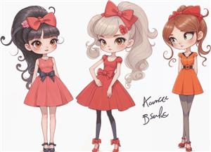 گرافیک فانتزی سه شخصیت دخترانه با لباس‌های مدرن مناسب برای پوستر دیواری عمودی، پوشه و کلاسور مدارس دخترانه