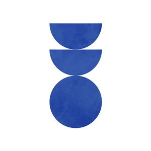 آرت ورک انتزاعی دایره و نیم‌دایره آبی رنگ مینیمال برای چاپ پوستر دیواری اتاق کار، لابی هتل و تابلوی دفتر مدیریت