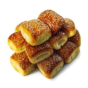 تصویر دوربری شده شیرینی‌های طلایی کنجدی برای طراحی بیلبورد قنادی، منوی کافه و پوستر دیواری دکوراتیو نانوایی‌های فانتزی