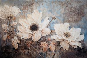 نقاشی رنگ روغن گل‌های آنمون وحشی با سبک کلاسیک و هنری مناسب برای پوستر دیواری عمودی، کاور دفترچه و پرده چاپی سالن پذیرایی