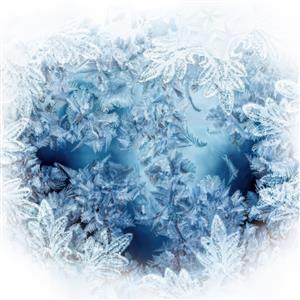 طرح انتزاعی کریستال‌های یخ و برف به شکل دایره مناسب چاپ شیشه سکوریت و پوستر دیواری زمستانی
