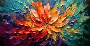 تابلوی نقاشی مدرن برجسته با رنگ‌های گرم و متضاد مناسب برای سالن‌های کنفرانس و محیط‌های اداری