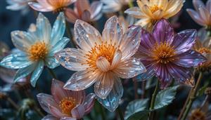 تصویر باکیفیت گلهای نیلوفر کریستالی با شبنم برای پوستر دیواری سالن‌های زیبایی و کلینیک‌ها