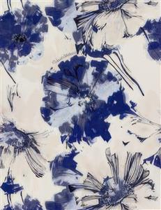 طرح انتزاعی و مدرن گلهای آبی با ضربه قلمو درشت برای پوستر دیواری سه بعدی، سالن کنفرانس و محیط های اداری باکلاس