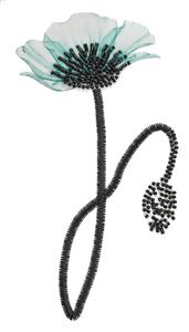 طرح مدرن گل دست‌ساز مینیمال با گلبرگ‌های حریر سبز و ساقه منجوق‌دوزی شده مناسب پوستر دیواری اتاق خواب و تابلو دکوراتیو لوکس