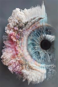 طرح انتزاعی ترکیب بافت مرجانی و عنبیه چشم رنگی با جزئیات خیره‌کننده برای پوستر دیواری خاص و قاب‌های دکوراتیو مدرن