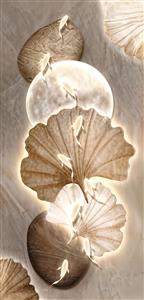 پوستر دیواری عمودی با طرح انتزاعی ماهی کوی و صدف های نورانی مناسب راهرو، ورودی آپارتمان و فضای پشت کمد و بوفه