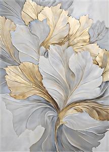 تصویر انتزاعی گل های درشت نقره ای و طلایی با استایل مدرن برای پوستر دیواری اتاق پذیرایی و چاپ روی کوسن و پرده های تصویری
