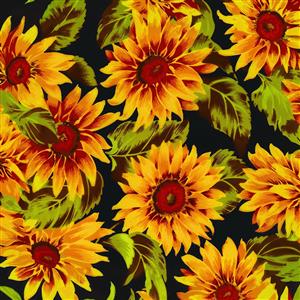 طرح گل آفتابگردان با رنگ‌های شاد زنده جهت چاپ روی روتختی کوسن و پوستر دیواری اتاق کودک و آشپزخانه