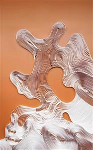 طرح انتزاعی لایه‌های کاغذی سفید و نارنجی ویژه پوستر دیواری مدرن دفاتر استارتاپی، اتاق کار و گیمینگ